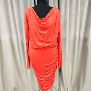 Athleta Vibrant Coral Long Sleeve Dress